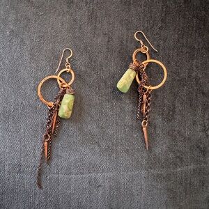 Elegant Green and Gold Dangle Earrings